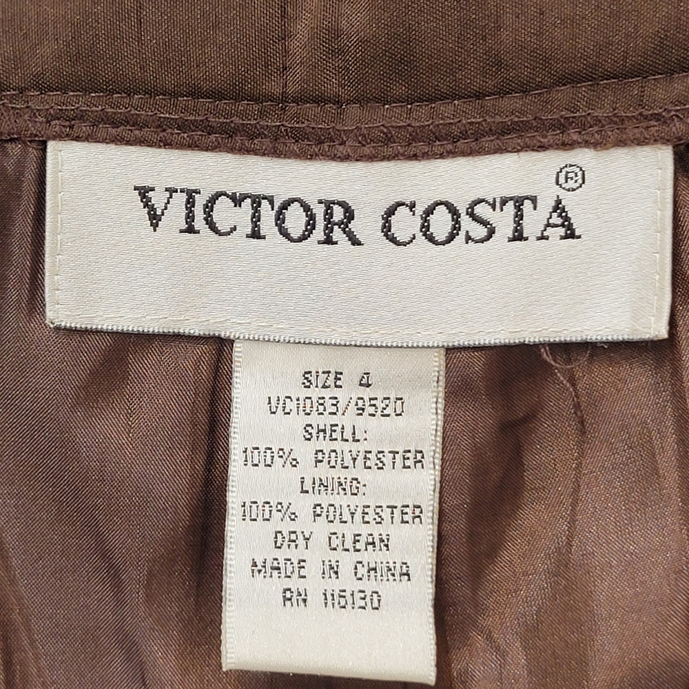 Victor Costa Womens Brown Formal Straigt Leg High Eaist Dress Pants Size 4